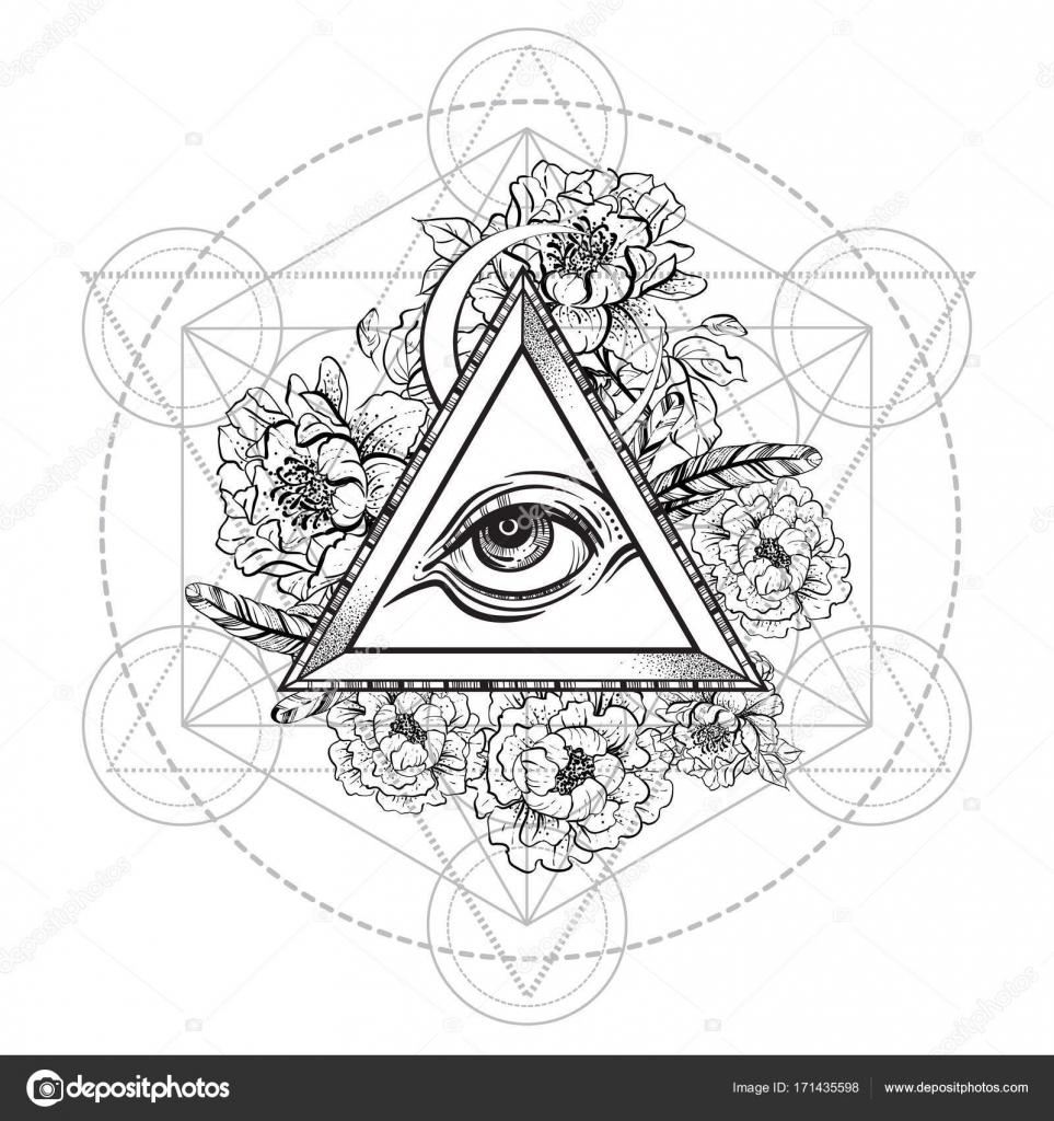 The eye of providence tattoo | Vector all seeing eye pyramid symbol ...