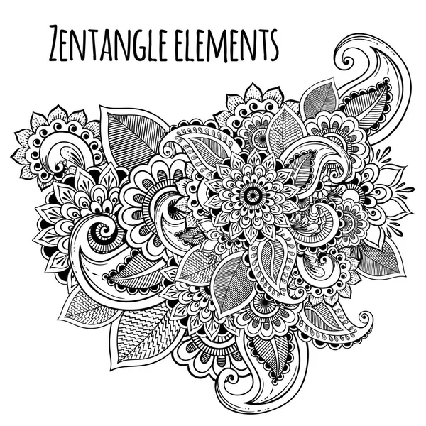 线条艺术装饰花卉 zentangle 风格启发。t-shirt 打印或纹身的矢量设计。你使用的漂亮成分中的高质量的绘制元素. — 图库矢量图片