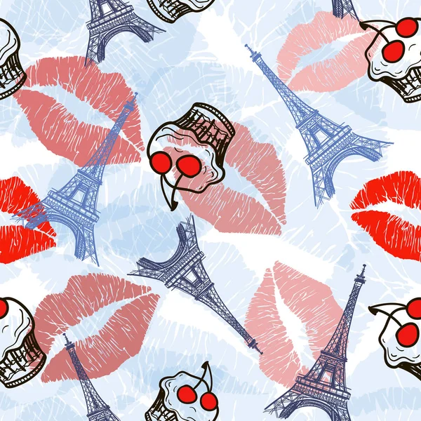 Paris semboller vektör seamless modeli. Moda vektör çizim