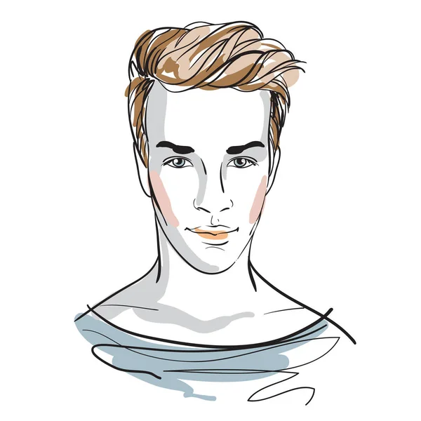 Doodle aantrekkelijke jonge mannen. Vectorillustratie geïsoleerd op wit. Trendy fashion illustratie. — Stockvector