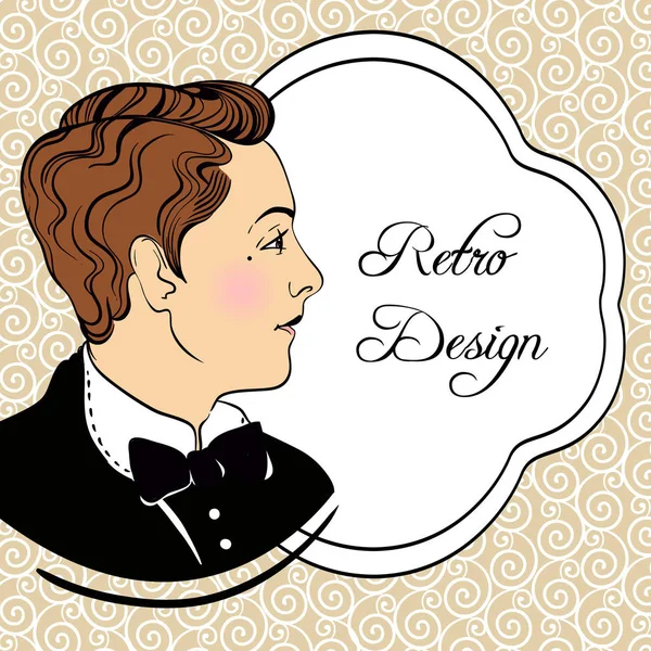 Set rétro pour hommes : design d'invitation rétro dans le style des années 20 — Image vectorielle