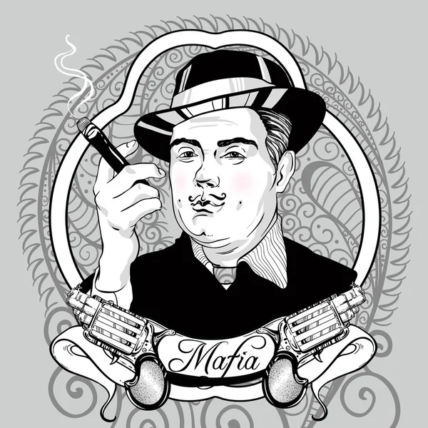 Ensemble homme rétro : illustration vectorielle vintage avec revolvers gangster et pistolet — Image vectorielle