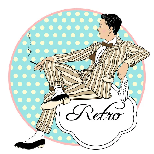 Retro mannen's set: mooie stijl vintage illustratie vector — Stockvector