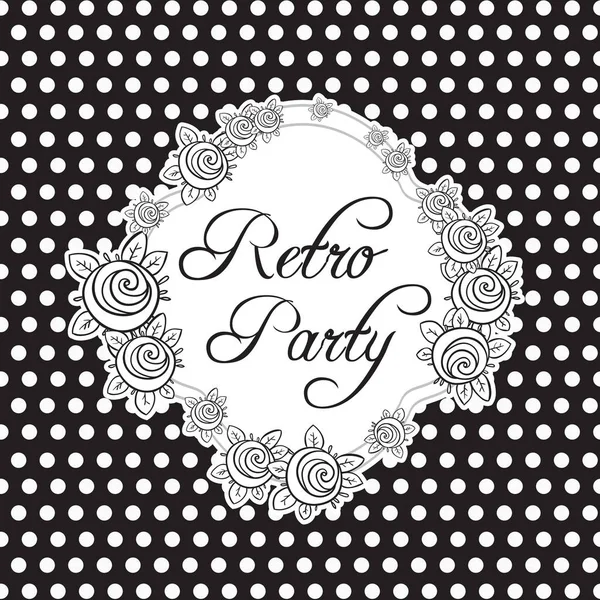 Vitage style invitation design in black and white colors. Vector Retro Party Emblem. — Stock Vector