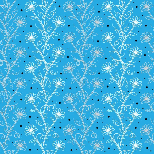 Schöne Vektorflorale Muster in blauen Farben. nahtlose Vintage-Textur. elegante Vorlage für Ihr Design. — Stockvektor