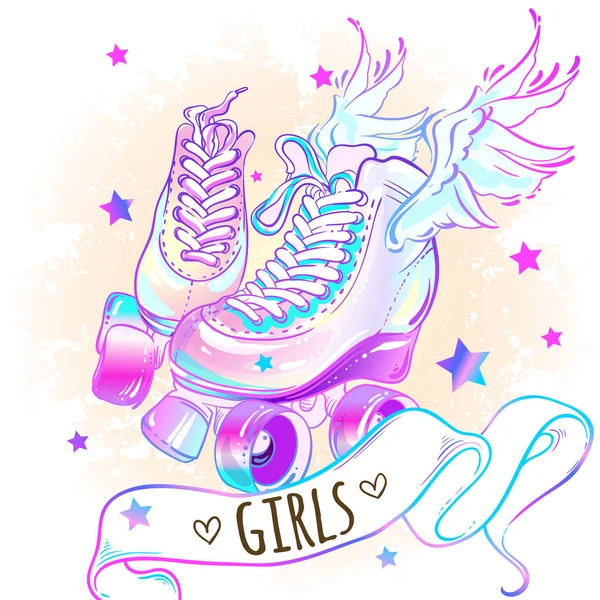 Güzel Silindirler yüksek Detaylı tarzı girly. Vektör çizim pembe pastel renklerde. Spor kızlar. Yazdır, etiket, poster, tişört ve Tekstil.