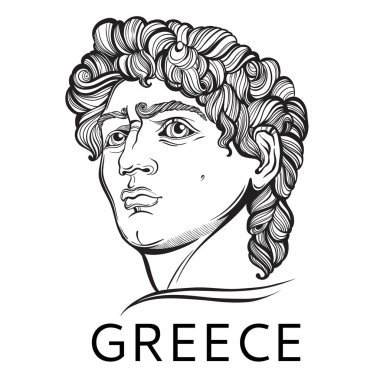 David. Antik Yunan mitolojik kahramanı. Güzel vektör çizilmiş resimler izole. Mitler ve efsaneler. Dövme sanat, baskı, poster, kartları.