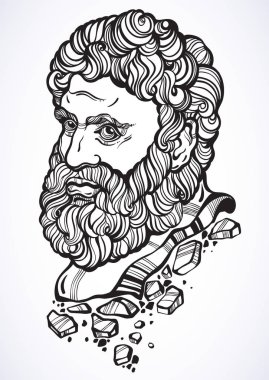Heracles. The mythological hero of ancient Greece. Hand-drawn beautiful vector artwork isolated. Myths and legends. Tattoo art, prints, posters, cards. clipart