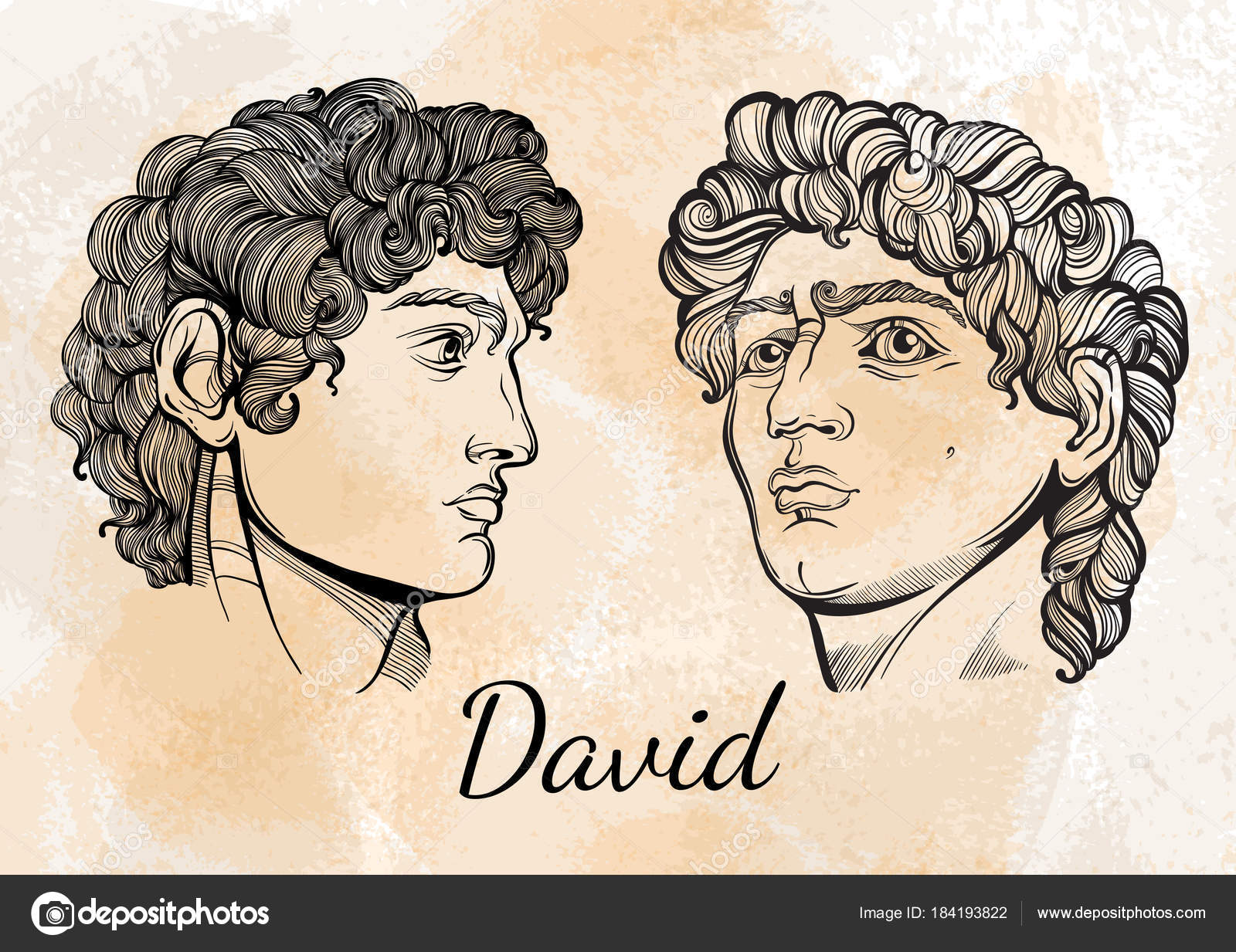 David. The mythological hero of ancient Greece. Hand-drawn beautiful vector  artwork isolated. Myths and legends. Tattoo art, prints, posters, cards.  Stock Vector Image by © #184193822