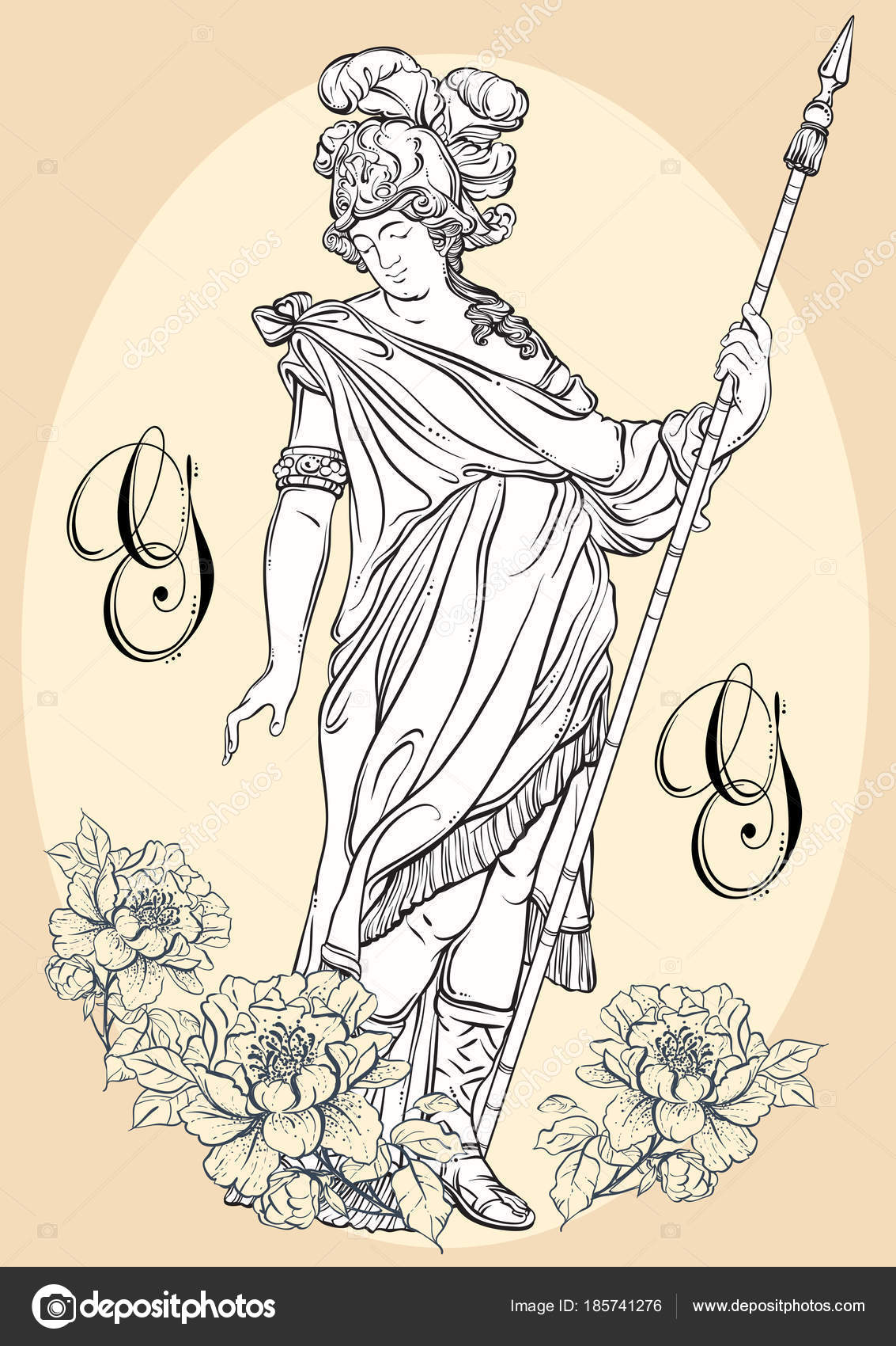 Ares. the Greek God of War. Digital Sketch Hand Drawing Vector Stock Vector  - Illustration of portrait, history: 130918535