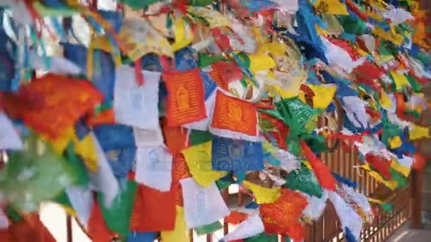 ELISTA 25 апреля 2017: Молитвенные флаги на ветру — стоковое видео