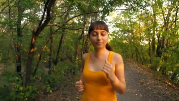 Giovane donna che corre al parco — Video Stock