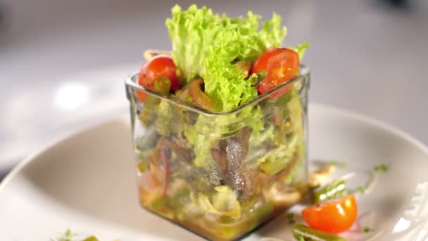 Ensalada de verduras con tomates — Vídeos de Stock