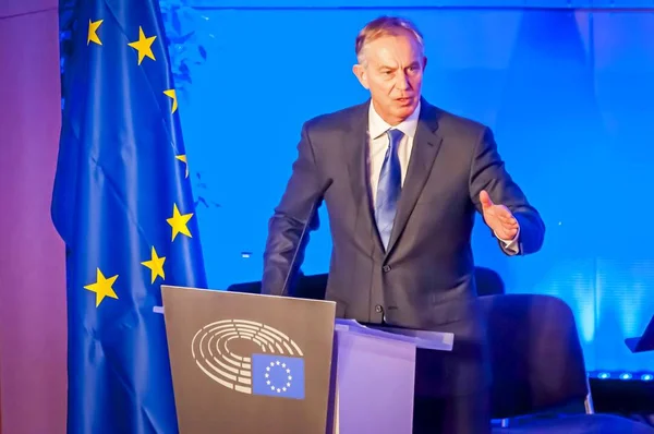 Tony Blair, da Grã-Bretanha, falando no Parlamento Europeu . — Fotografia de Stock