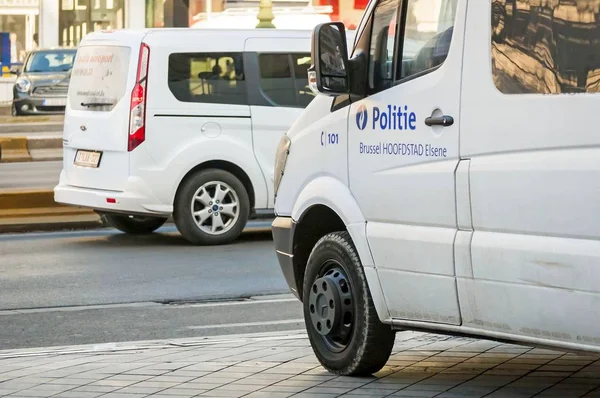 Politie-auto in het centrum van Brussel — Stockfoto