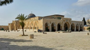 Temple Mount stok görüntü ve El Aksa Camii.