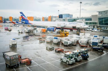 Domodedovo Aeroflot yolcu uçak.