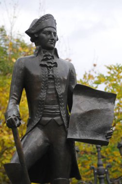 Odessa, Ukrayna. 2 Kasım 2019. Napoli 'den bir İspanyol askeri subayı olan Jose de Ribas' ın, Odessa şehrinin inşasına yardım eden Rus askerinin anıtı..