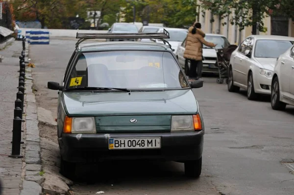 Odessa Ukraine November 2019 Dark Green Zaz Tavria Front Wheel — Stock Photo, Image