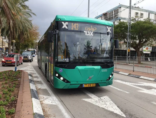 Hoi Isaac Hoi Januari 2020 Green Egged Passagiersbus Route 143 — Stockfoto