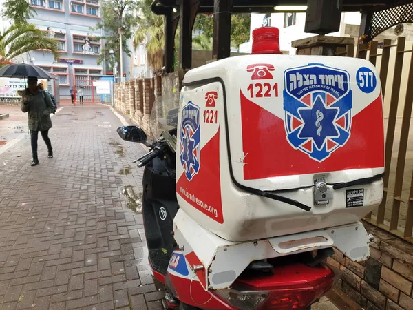 Olá Israel Janeiro 2020 Motocicleta United Hatzalah Israel Rescue Estacionada — Fotografia de Stock