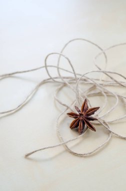 Kuru karanfil ve sicim ahşap pano portre üzerinde