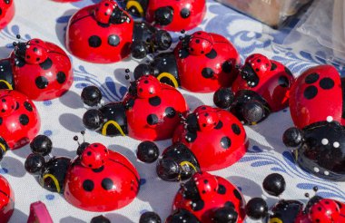 Fuarda birçok ladybugs yakın çekim
