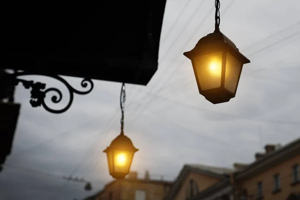 Garden lights with solar battery — Stock Photo, Image