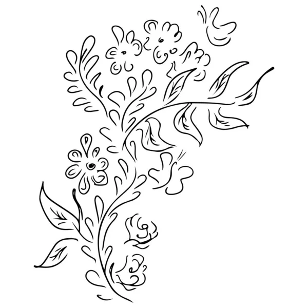 Handgetekende abstracte omtrek set van roos of pioenrozen bloemen geïsoleerd op witte achtergrond. Floral design elementen voor uw bruiloft uitnodiging of wenskaart. Handgetekende vectorillustratie — Stockvector