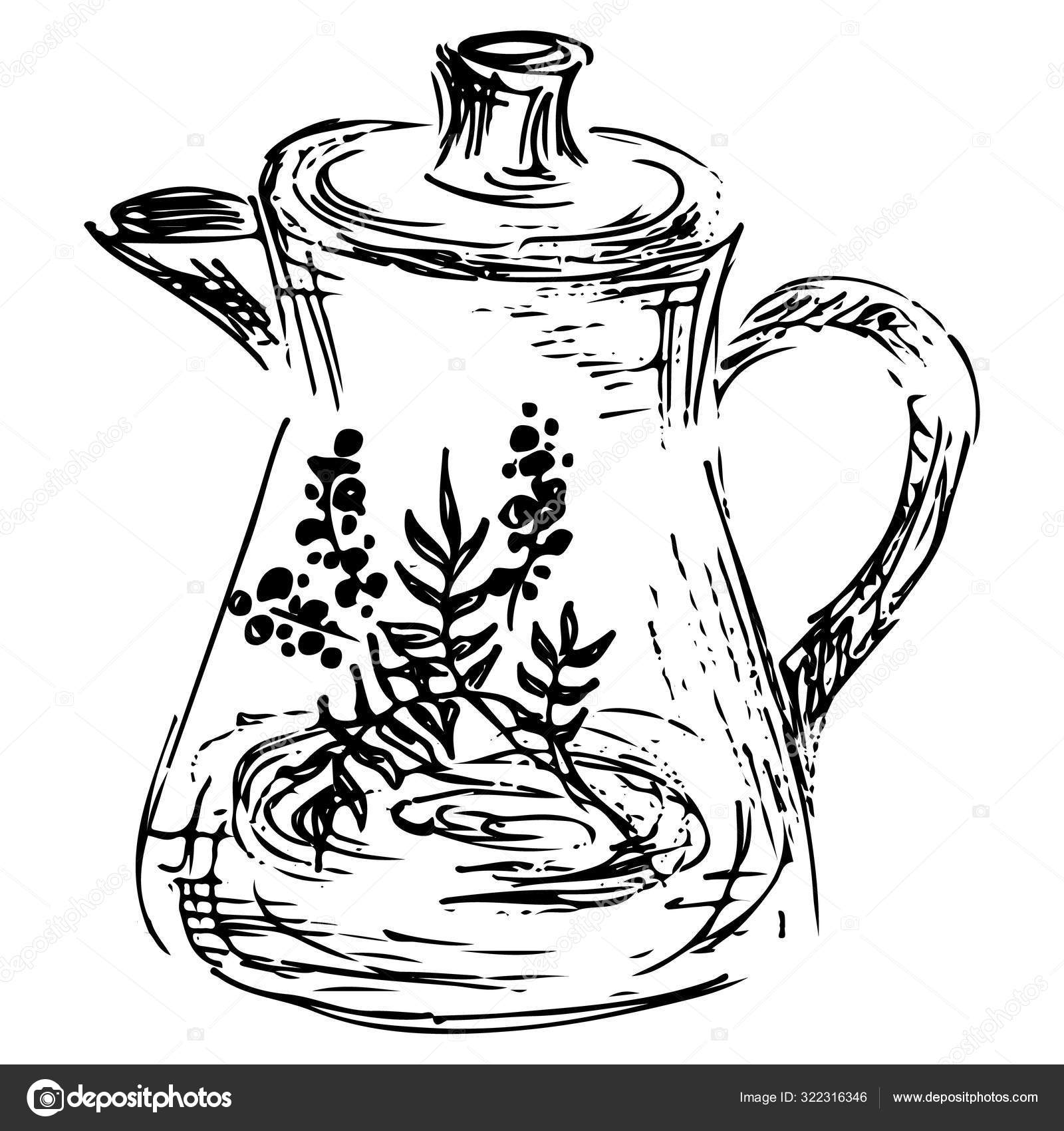 Необычный чайник рисунок карандашом