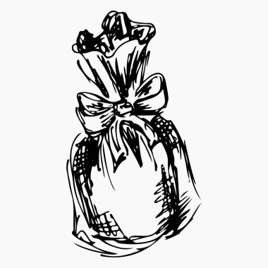 Lavanta torbası çiziminin vektör çizimi. El çizimi. Doodle, çizgi sanatı.