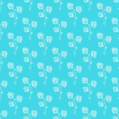Soyut Blackberry 'nin kusursuz el çizimi deseni mavi arka planda izole edilmiş. Vektör çiçek çizimi. Sevimli karalama modern izole pop sanat unsurları. Özet