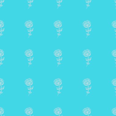 Mavi arka planda soyut gül çiçeklerinin kusursuz el çizimleri. Vektör çiçek çizimi. Sevimli karalama modern izole pop sanat unsurları. Özet