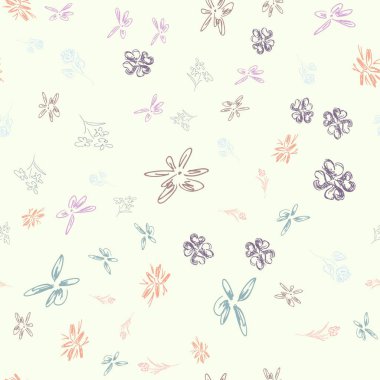 Parmak izi tasarımı için el yapımı yaban çiçeği kusursuz desenler. Çiçeksiz gül deseni. Bahar tekstil dokusu. Tasarım ögesini tekrarla