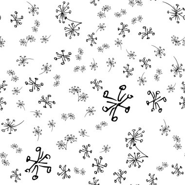 Beyaz arka planda soyut karahindiba çiçeklerinin kusursuz el çizimi deseni. Vektör çiçek çizimi. Kusursuz karalama modern izole edilmiş pop sanat öğeleri. Özet