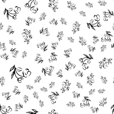 Parmak izi dizaynı için elle çizilmiş gül deseni. Çiçeksiz gül deseni. Bahar tekstil dokusu. Tasarım ögesini tekrarla