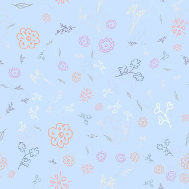 Parmak izi tasarımı için el yapımı yaban çiçeği kusursuz desenler. Çiçeksiz gül deseni. Bahar tekstil dokusu. Tasarım ögelerini tekrarla