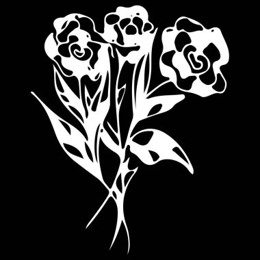 Çizgi sanatı ana hatları simgesi. Klasik eskiz. Soyut vektör çizimi. Çiçek tasarımı. El çizimi