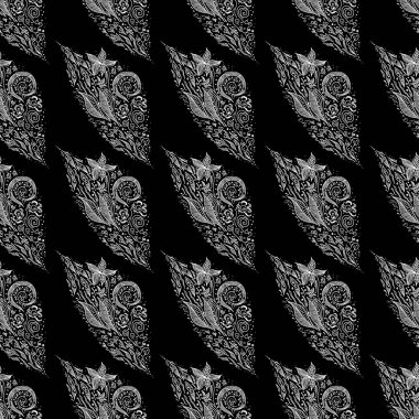 Beyaz arka planda izole edilmiş kusursuz tropikal çiçek deseni. Tropikal çiçeklerle elle çizilmiş yüzey tasarımı. Duvar kağıtları, desen dolguları, yüzey dokuları için kusursuz doku kullanılabilir