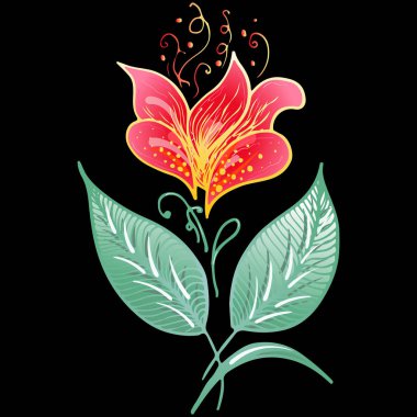 Oymalı el çizimi soyut orkide. Retro çiçekler el çizgisi orkide, her amaç için harika bir tasarım. Taslak vektör. Doğa geçmişi. Tropik bitki. Çiçek tasarımı. Soyut sanat arkaplanı