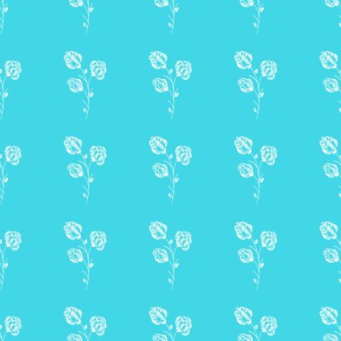 Soyut Blackberry 'nin kusursuz el çizimi deseni mavi arka planda izole edilmiş. Vektör çiçek çizimi. Sevimli karalama modern izole pop sanat unsurları. Özet