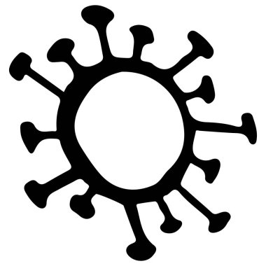 Taslak mikrop vektör simgesi. Tıbbi bir kavramdan izole edilmiş siyah basit bir element çizimi. Düzenlenebilir vektör vuruşu mikrobu. Virüs simgesi. El çizimi çizimi. Virüs, bakteri.