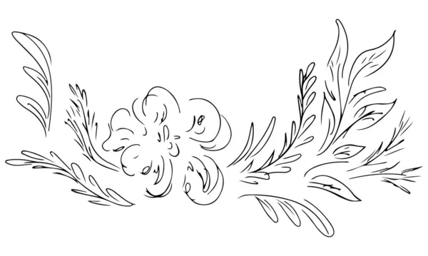 Conjunto abstracto dibujado a mano de flores silvestres aisladas en blanco. Elementos de diseño floral para su invitación a la boda y tarjeta de felicitación. Ilustración vectorial dibujada a mano. Arte de línea. Esbozo — Archivo Imágenes Vectoriales