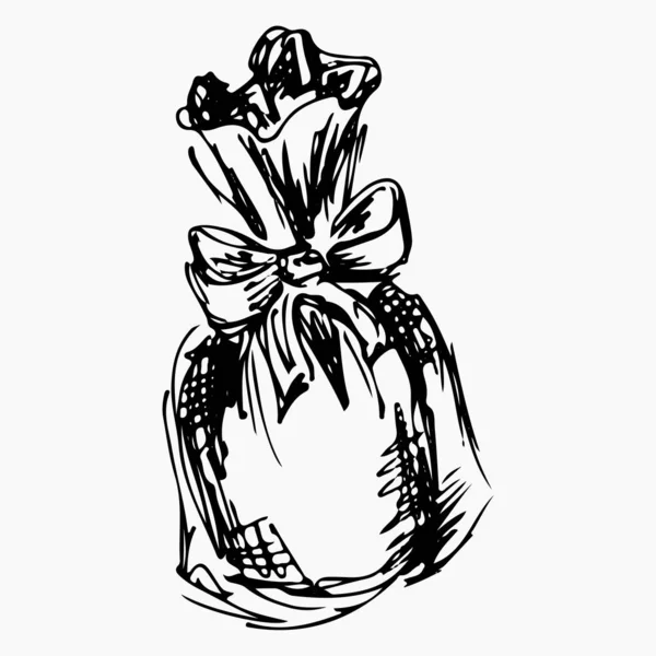 Desenho vetorial da ilustração do saco de lavanda. Mão desenhada. Doodle, arte de linha . —  Vetores de Stock