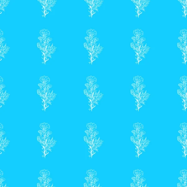 Sömlös mönster med vilda blommor på blå bakgrund för utskrift design. Tryck, designelement. Sömlöst blommönster. Mode vektor illustration. Sommarbakgrund — Stock vektor