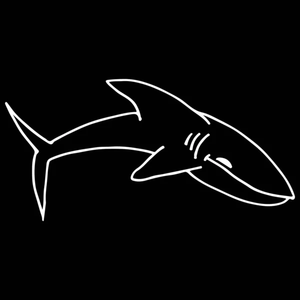 Streszczenie zarysu rekina. Ikona rekina, świetny projekt do każdego celu. Ilustracja zarysu wektora. Ręcznie rysowane ilustracje bazgrołów. Rysunek dłoni. Symbol sylwetki — Wektor stockowy