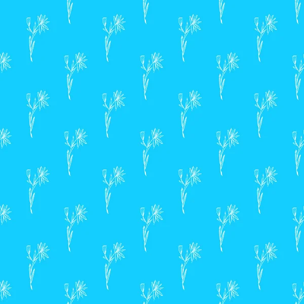 Patrón sin costuras con flores silvestres sobre fondo azul para el diseño de impresión. Imprimir, elemento de diseño. Patrón floral sin costuras. Ilustración del vector de moda. Fondo de verano — Archivo Imágenes Vectoriales