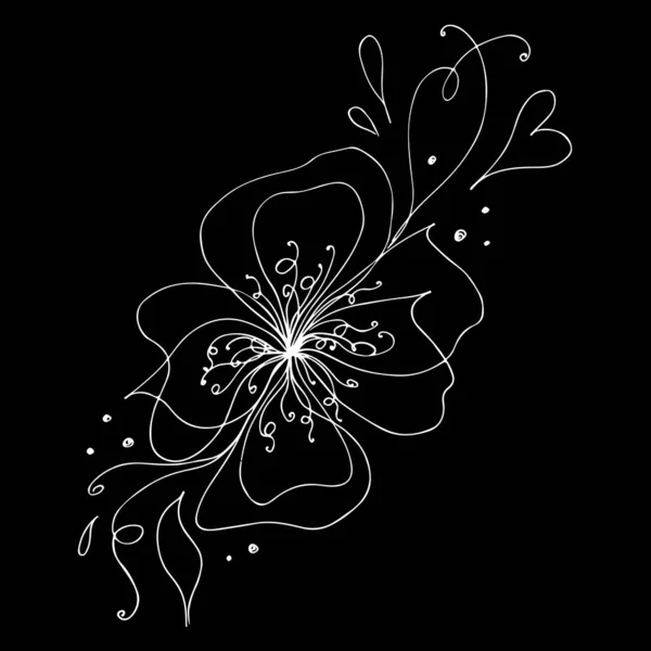 雕刻的手绘抽象兰花. 复古花手绘兰花的轮廓,无论出于什么目的都设计得很好. 概要向量。 自然背景。 热带植物。 花草设计。 摘要艺术背景 — 图库矢量图片