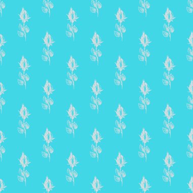 Mavi arka planda soyut gül çiçeklerinin kusursuz el çizimleri. Vektör çiçek çizimi. Sevimli karalama modern izole pop sanat unsurları. Özet