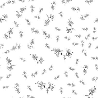 Duvar kâğıdı tasarımı için elle çizilmiş basit çiçekler. Vektör el çizimi desen. Kusursuz çiçek deseni. Vektör çizgisi tasarımı. Beyaz arka plan. Daisy çiçek çizimi